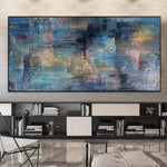 Abstract Oil Painting Canvas Royal Blue Wall Art Heavy Textured Artwork Knife Palette Painting Contemporary Wall Art Luxury Painting | SKY VELVET