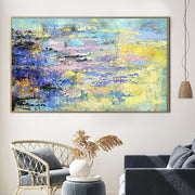 Abstract Painting in Lilac, Yellow and Light Blue | LILY POND