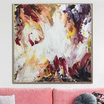 Large Abstract White Painting On Canvas Red Painting Expressionist Art Colorful Textured Canvas Contemporary Art Handmade Art | IMPULSIVE ENVIRONMENT