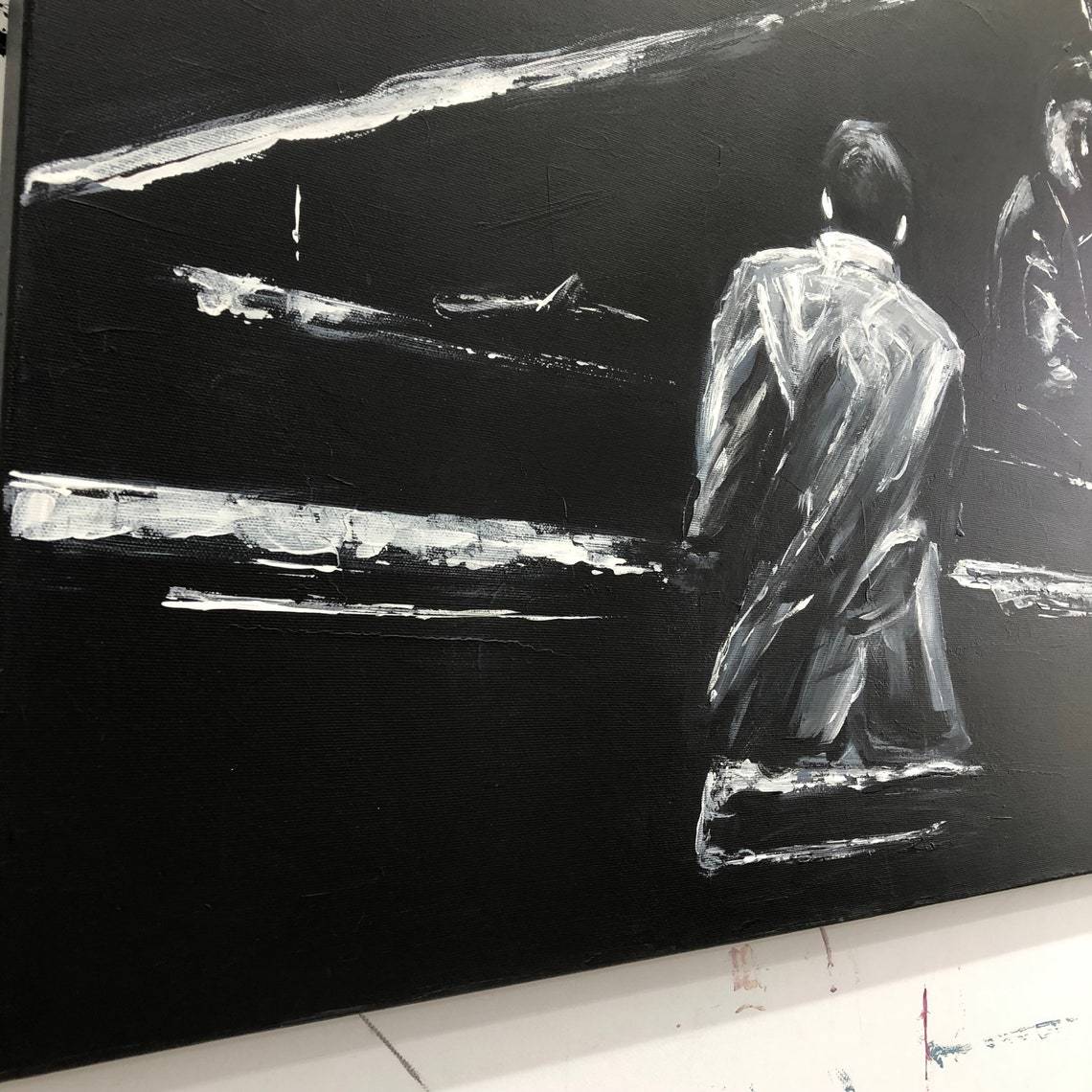 Large Oil Painting On Canvas Piano Painting Black And White Art Human Painting Art Painting Original Painting For Living Room Music Art | PIANIST - Trend Gallery Art | Original Abstract Paintings