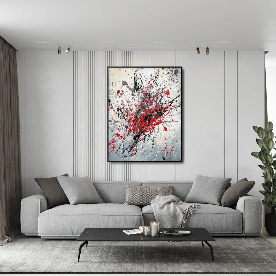 Bright Red Minimalist Abstract Canvas Art Painting, Abstract Canvas Painting, Relief Appearance Wall Art, Textured Painting, Modern Painting | SPLASH OF COLORS - Trend Gallery Art | Original Abstract Paintings