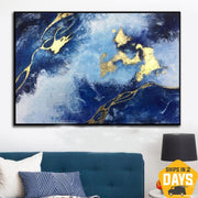 Original Abstract Acrylic Paintings On Canvas Gold Leaf Painting Contemporary Abstract Painting | WATER ELEMENTS 40"x60"