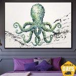 Original Abstract Octopus Painting Animal Fine Art Paintings On Canvas Modern Impasto Painting Unique Wall Art Decor | OCTOPUS 24"x36"