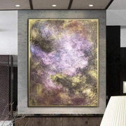 لوحة تجريدية قماشية برونزية جدار فن أرجواني عمل فني محكم فن مرسومة باليد فن حديث جميل للفنون الجميلة لتزيين جدران الموقد | EARLY MORNING