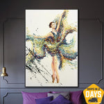 كبير الأصلي النفط مجردة راقصة الباليه اللوحة راقصة اللوحة الملونة على قماش اللوحة الحديثة غرامة الفن | DEBUTANTE 28"x20"