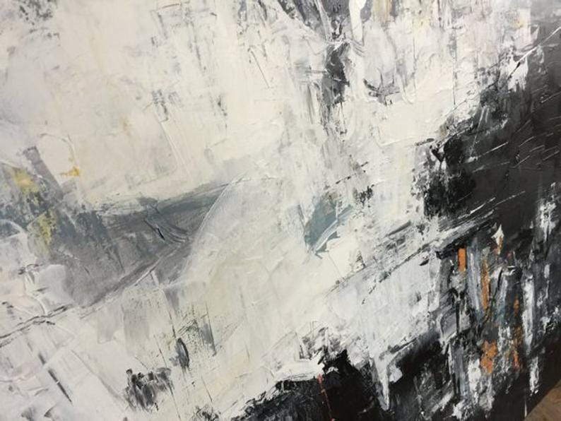 Abstract Painting Black And White Abstract Painting Black Painting White Painting Gray Painting | SEA FOAM - Trend Gallery Art | Original Abstract Paintings