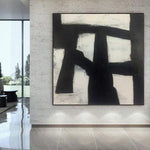 Acrylic Painting On Canvas Black And White Original Franz Kline style Decor For Modern Office On Canvas Oil Abstract Black And White Art | TOTEM