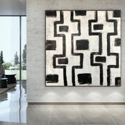 Original Modern Black And White Paintings On Canvas Geometric Art Symmetry Oil Wall Art | PATTERN SYMMETRY - Trend Gallery Art | Original Abstract Paintings