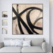 Oversized Artwork Black and White Paintings on Canvas Franz Kline style Minimalism Art Wall Decor | TENTACLES