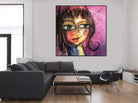 Abstract Face Painting Large Original Oil Painting Modern Painting Purple Painting Abstract Fine Art Wall Painting | PLAYFUL SMILE - Trend Gallery Art | Original Abstract Paintings