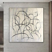 لوحة تجريدية لديكور الحائط الأصلي بالأبيض والأسود للمكتب المنزلي الحديث | BLACK GRASS
