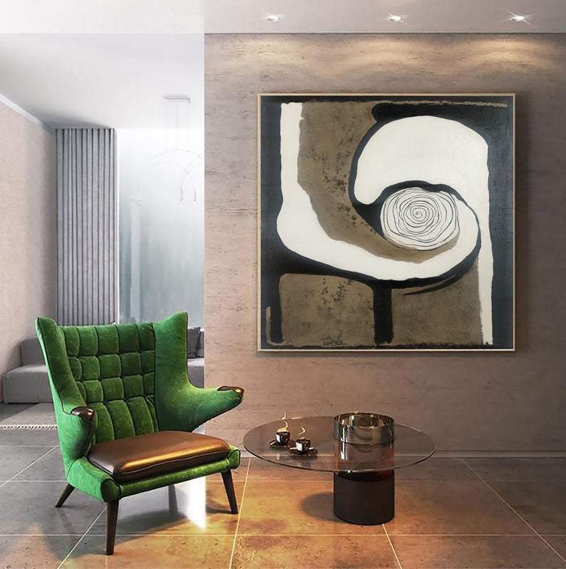 Black Painting Oversized Wall Art Decor Abstract Bronze Brown Painting White And Black | DEEP GAZE - Trend Gallery Art | Original Abstract Paintings