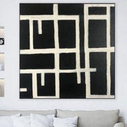 Abstract Large Painting Black And White Art Modern Canvas Original Lines Painting | WHITE MAZE