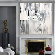 Oversized Modern Painting On Canvas White Wall Art Original Grey Artwork Oil Custom Art Wall Decor | SNOW MOUNTAIN