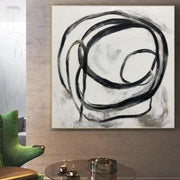 Extra Large Paintings On Canvas Abstract Art Black And White Circle Painting Modern Wall Art Oil Painting | SPIRALE