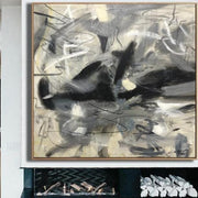 Extra Large Abstract Grey Paintings On Canvas Fine Art Acrylic Wall Art Nursery Wall Decor | MEMOIR DIARY