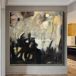 Large Original Acrylic Abstract Beige Paintings On Canvas Modern Fine Art Texture Wall Art | JOYFUL GOLDEN