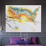 Large Abstract USA Map Painting Colorful Map Painting Wall Painting Map | USA MAP