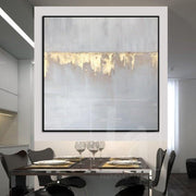 Large Acrylic Painting Gray Abstract Painting Gold Leaf Texture Art Abstract | GOLDEN WATERFALL