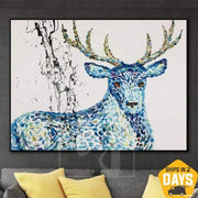 Deer Painting Deer Wall Decor Deer Original Painting Deer Oil Painting | RURU DEER 24"x32"