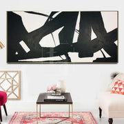 Large Modern Art Black White Abstract Painting Contemporary Art Franz Kline style | WINGED SWING