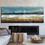 Large Oil Painting On Canvas Brown Painting Blue Painting Ocean Painti