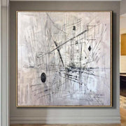 Large Original Painting On Canvas Modern Black And White Acrylic Artwork | COBWEB
