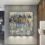 Modern Gold Leaf Painting Large Blue Abstract Painting Creative Painting | TRUE MAGIC