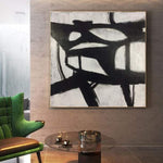 Minimalism Artwork Rich Texture Canvas Painting Black White Abstract Modern Artworks on Canvas Large Paintings for Decor Living Room Decor | DARK WEB