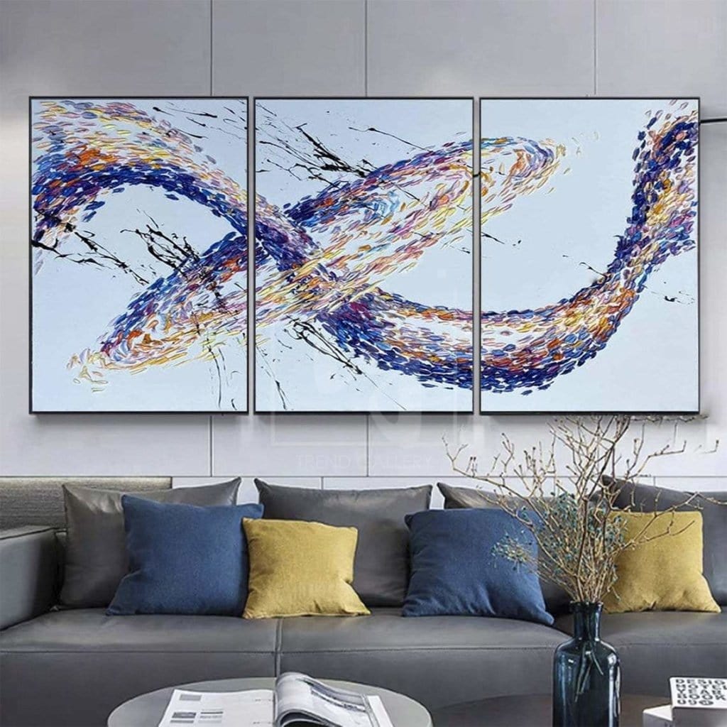 Original Calming Painting Triptych Abstract Painting Abstract Artwork