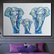 Original Elephants Abstract Painting Elephant Family Artwork Animals Abstract Painting Contemporary Elephant Painting | WAY HOME
