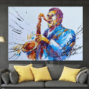 Original Saxophone Player Paintings On Canvas Modern Saxophone Player Artwork | JAZZ MUSIC