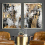 Original Set Of 2 Painting On Canvas Modern Gold Leaf Painting Abstract Artwork | ENERGY FLOWS