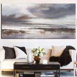 Large Abstract Oil Gray Painting White Wall Art On Canvas | HAZY FANTASIES