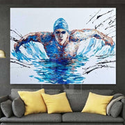 Swimmer Abstract Painting Original Swimmer Abstract Art Abstract Swimmer Artwork | INTENSE TRAINING