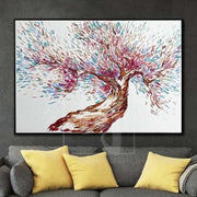 شجرة قماش اللوحة شجرة ساكورا الفن التجريدي شجرة مجردة الفني شجرة الرسم | CHERRY BLOSSOMS
