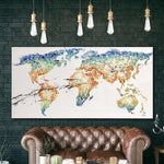 خريطة العالم قماش مجردة قماش الفن النفط خريطة العالم جدار الفن | GEOGRAPHY LESSON